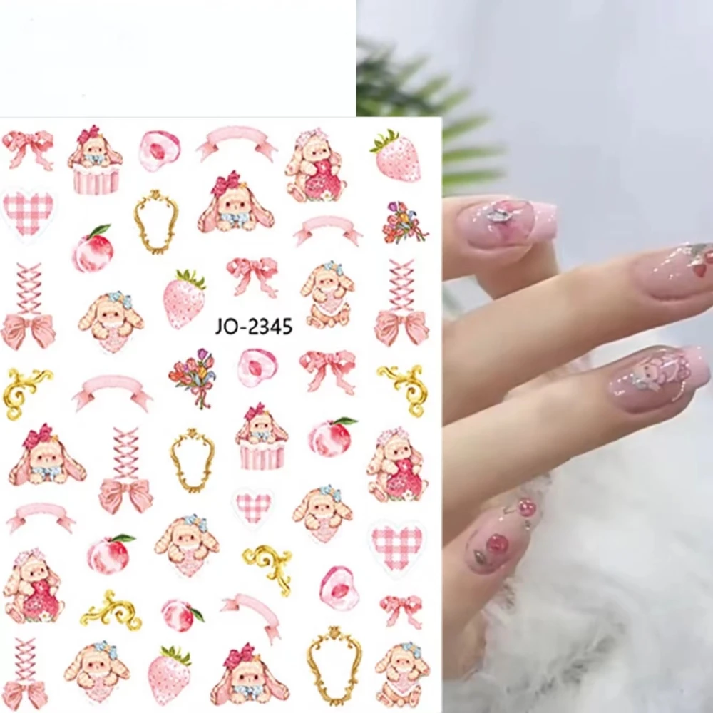 

1 sheet Lolita Rabbit New 3D Cartoon Nail Art Stickers Nail Decals for Manicure fashion Design DIY Happy Accessories