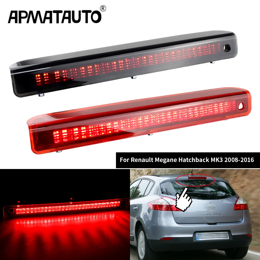 1PCS Third 3Rd Brake Light, LED Stop Lamp for Renault Megane Hatchback MK3 2008-2016 OEM: 265900006R Rear Tail Light, Red Shell