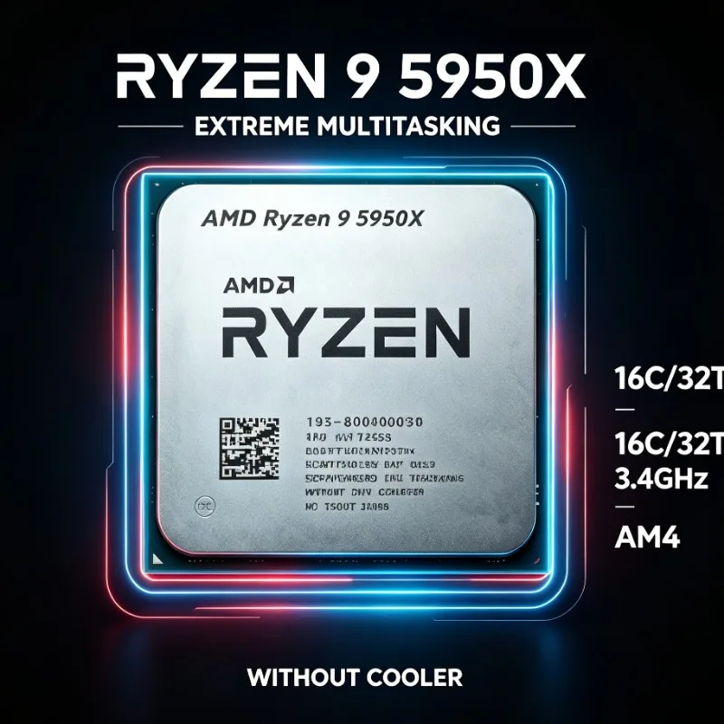 New AMD Ryzen 9 5950X Processor Socket AM4 3.4GHz Base 16 Cores 32 Threads 105W TDP Without Cooler
