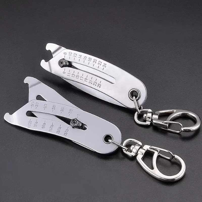 Portátil Preciso Hexagon Thread Tamanho Checker Keychain Ferramentas de Medição Manuais Métrica Porca Imperial Porca Paquímetro