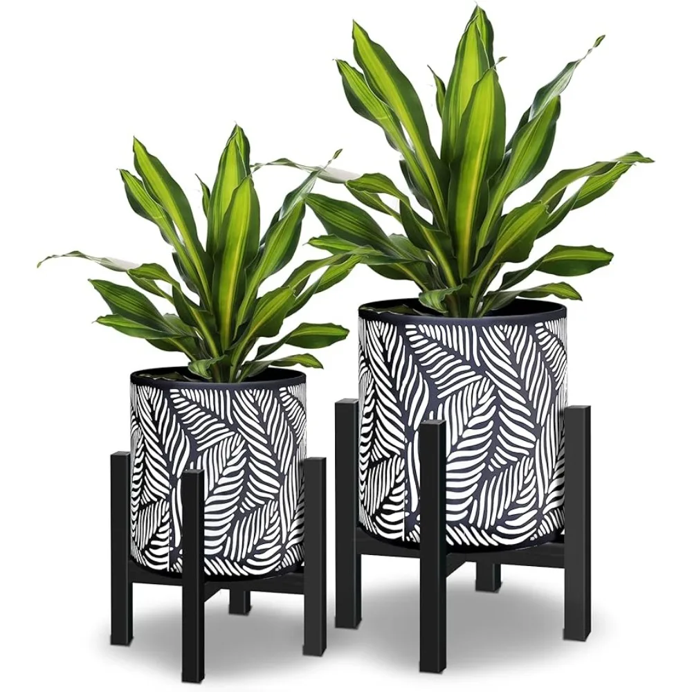 

Original Pots Monstera Pots for Plants Decorative Palm Leaves Printing Planter With Holder Garden Pot for Snake Plant Bonsai