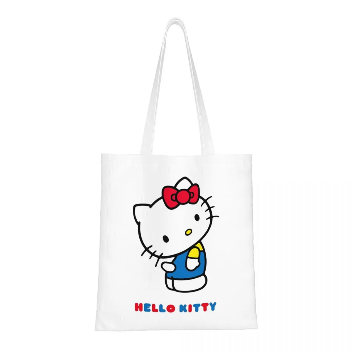 

Cute Hello Kitty Tote Bags Women Handbag Canvas College A Friend to All Shoulder Bag Printed Shopping Bag
