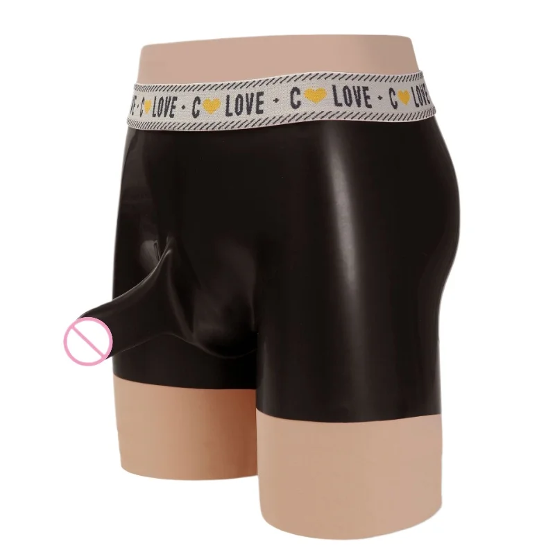 Men Latex Boxer Panties Rubber Invisible Tight Elephant Nose Pouch Underwear High Elastic Seamless Sheer Safety Underpants