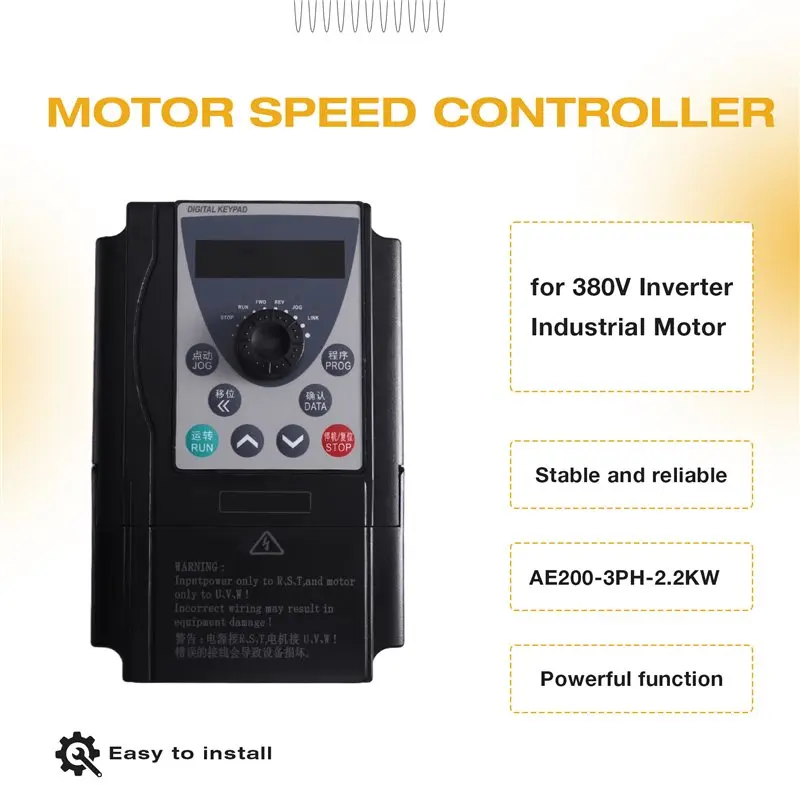 ABVC Industrial Motor Speed Controller 2.2Kw Three Phase 380V VFD Frequency Converter 380V Inverter Motor Control