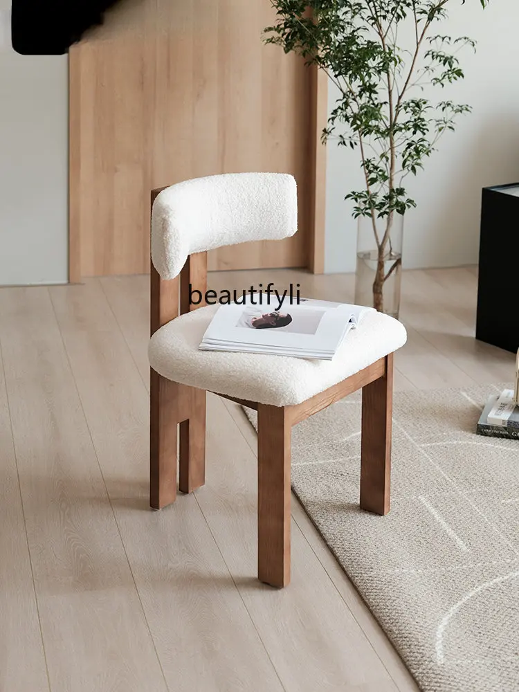 Dining Chair Simple Modern Fraxinus Chairs High Rebound Sponge Cushion Retro Leisure Chair