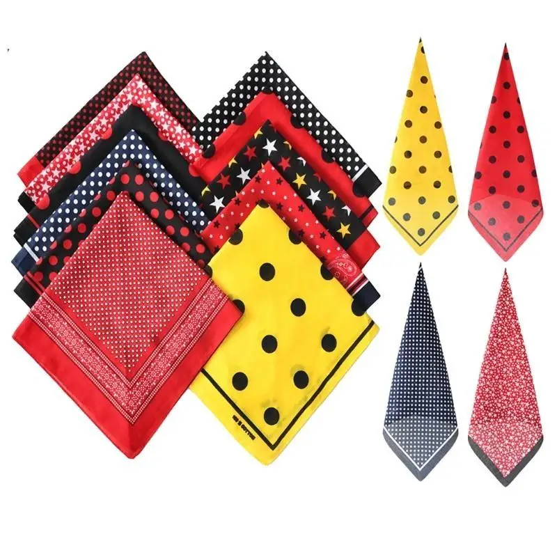 39BD Stylish Polkas Dot Bandana Square Head Scarf Headband for Cycling and Dancing