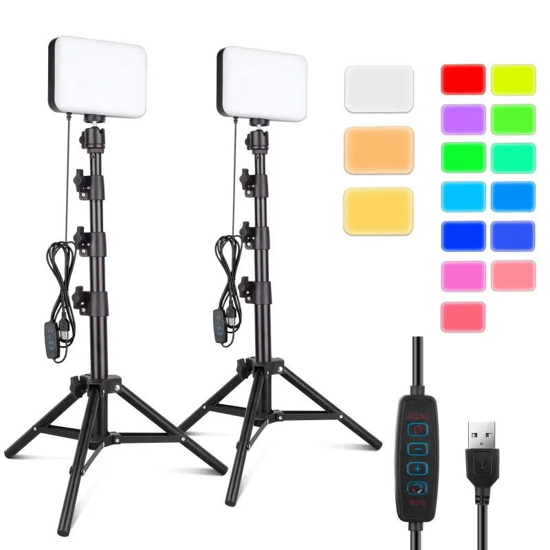 Video Recording Live Streaming Make up Vlogging RGB Photography Lighting Studio Lights with Adjustable Tripod Stand