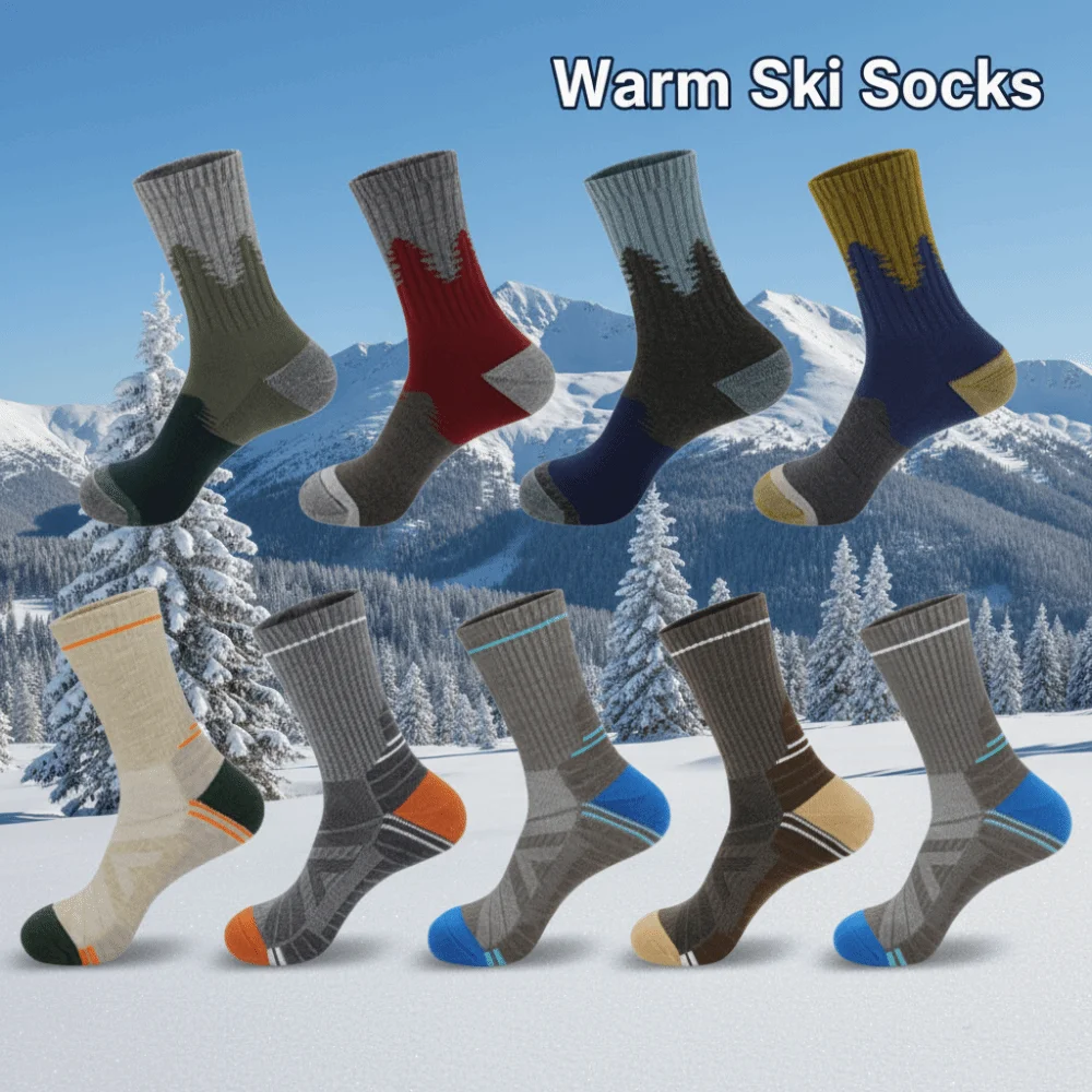 

Мягкие утолщенные теплые лыжные носки, износостойкие высокоэластичные походные носки, профессиональные влагоотводящие зимние спортивные носки для катания на лыжах