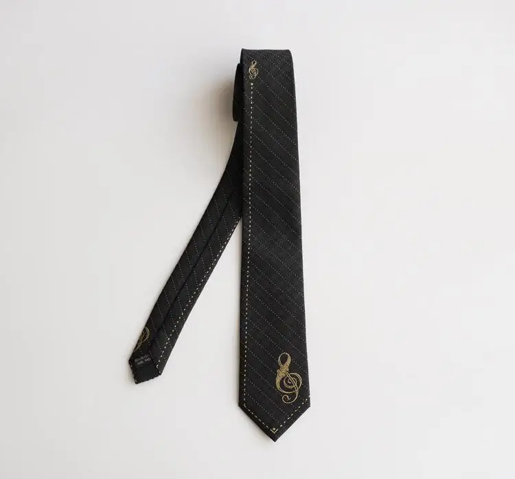 Black Classical Note Tie Hip-Hop Rock Punk Style hombres