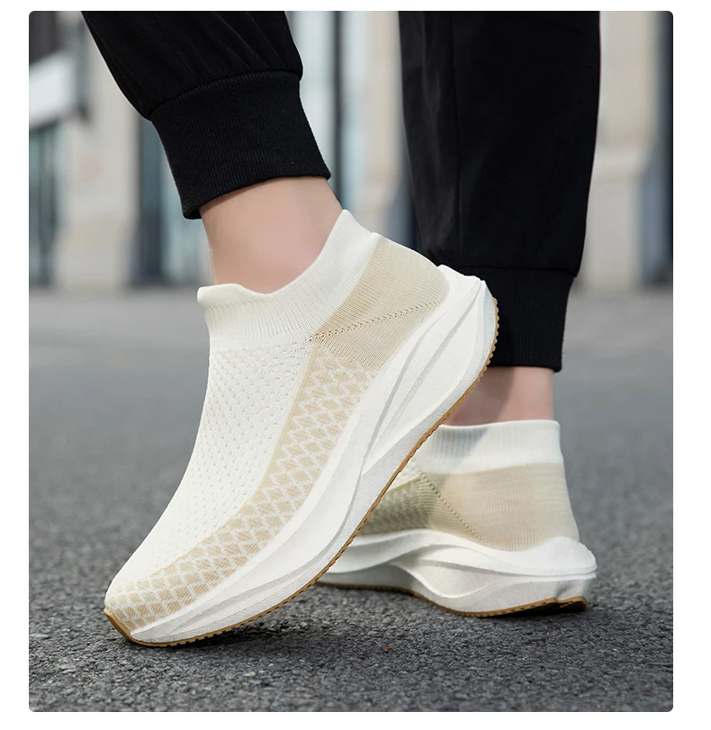 Unisex Real Boost Sneaker mit dicker Sohle, Stretch-Strick, atmungsaktiv, Übergrößen, stoßdämpfend, Sportschuhe, Laufschuhe für Damen und Herren – Detail 15
