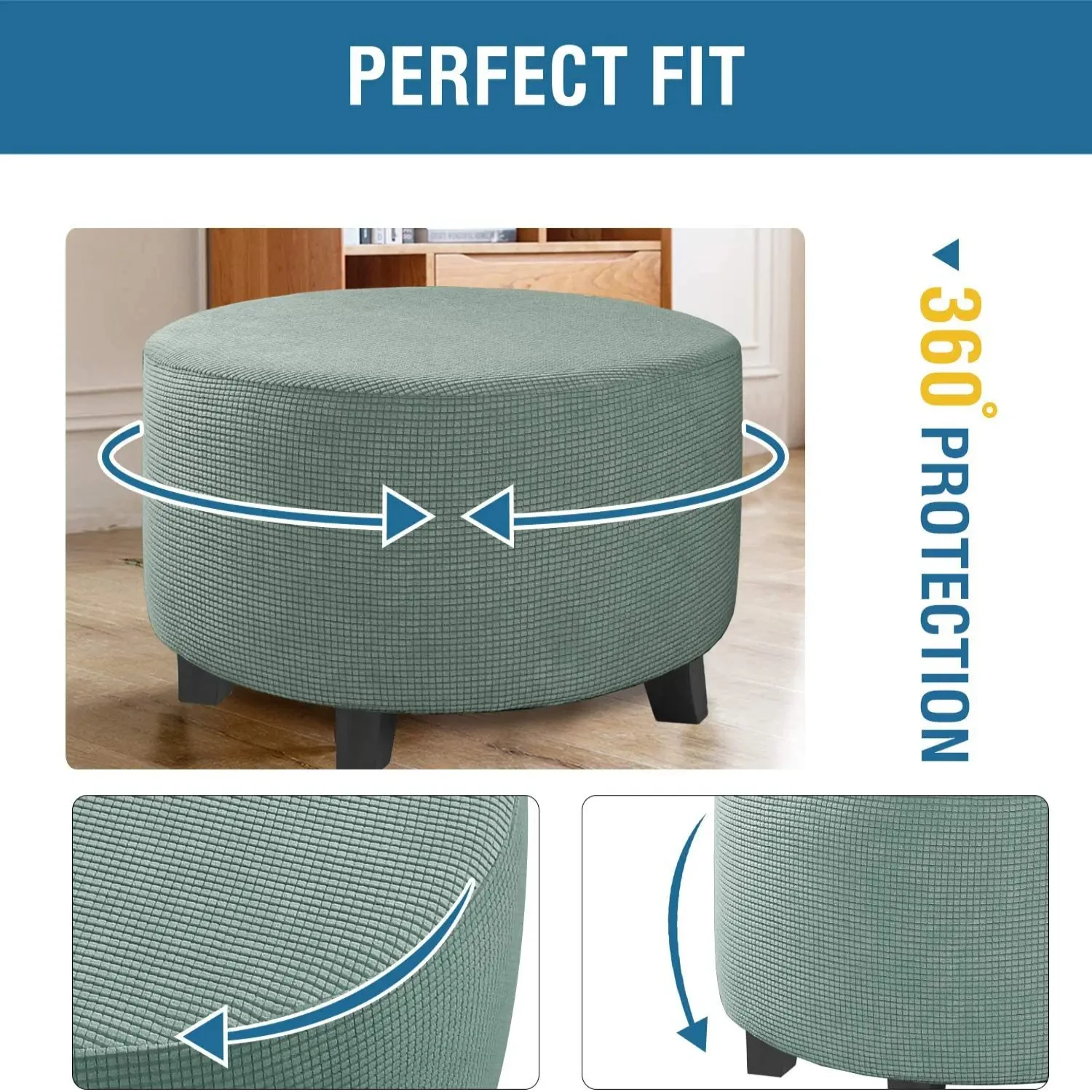 Funda para silla redonda elástica todo incluido, elegante y duradera para sala de estar, protector de sofá de spandex con cobertura de 360 grados, pe