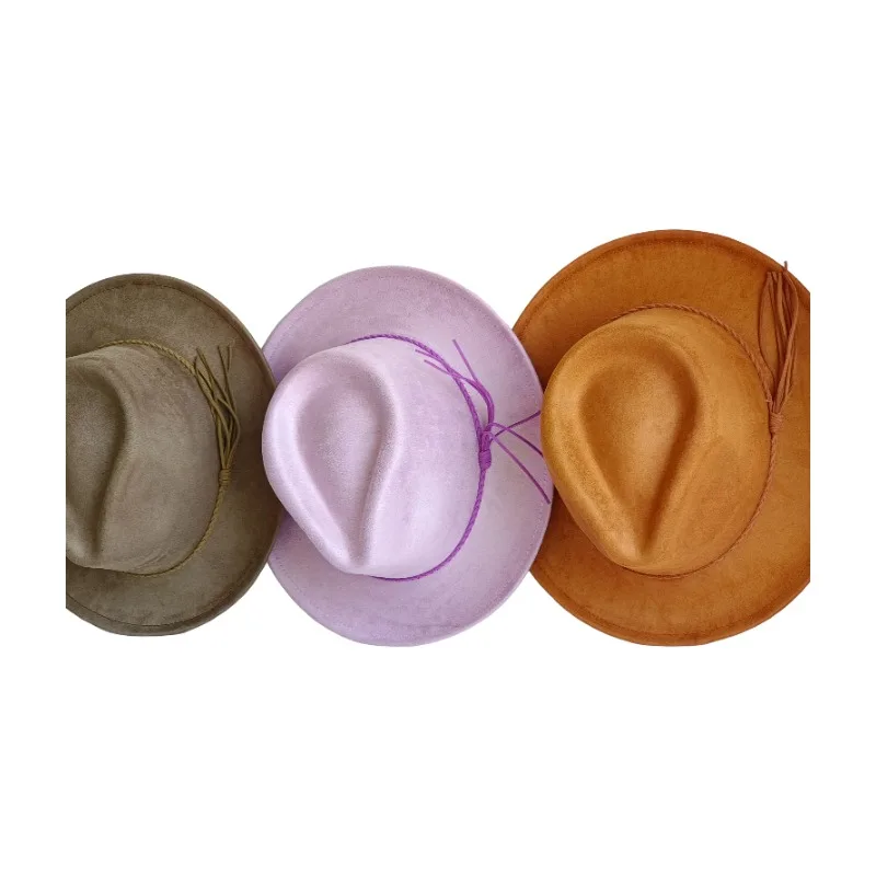 Purple suede hat DIY fedora hat small turn-up men's hat retro jazz hat women's role-playing hat men's hat gorras for hombres