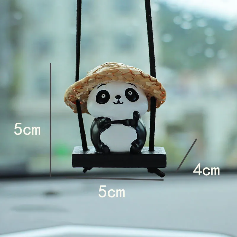 Swing Panda Car Pendant Car Rearview Mirror Hanging Ornaments Swing Panda Pendant Automobile Decoration Accessories
