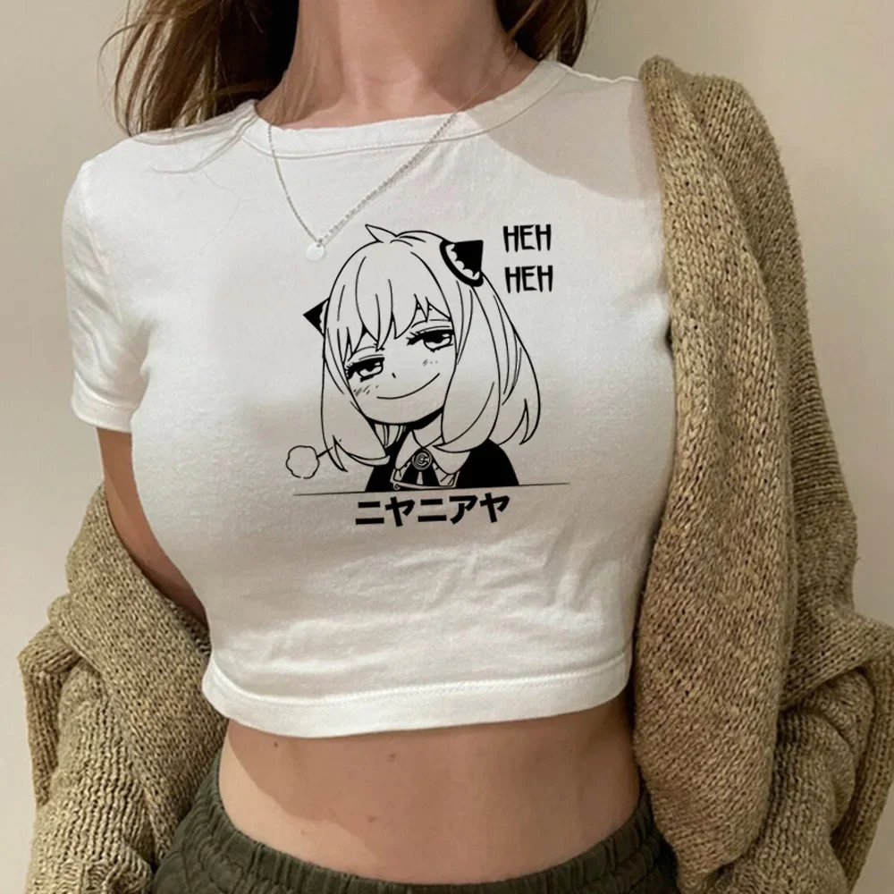 Anya Spy X Family Crop Top Recortado Gyaru Lindo Hada Slim Fit Lindo Grungecamisetas Harajuku كم ملابس جمالية غير رسمية