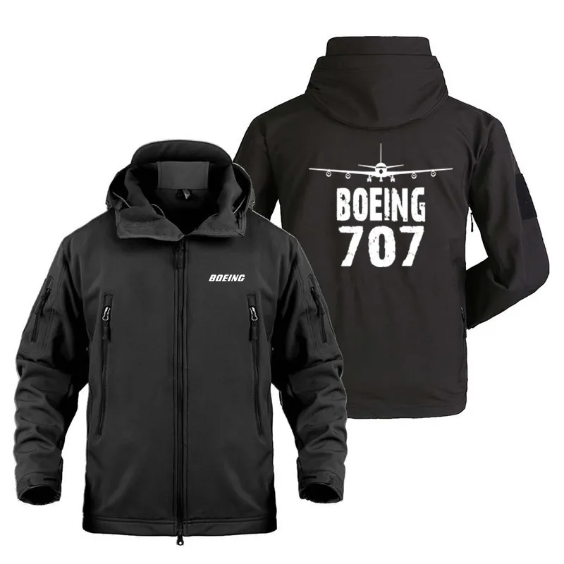 

Men's Fleece Warm SoftShell Tactical Shark Skin Pilots Aviation Aircraft Outdoor Military Hooded Boeing 707 Coats Jackets