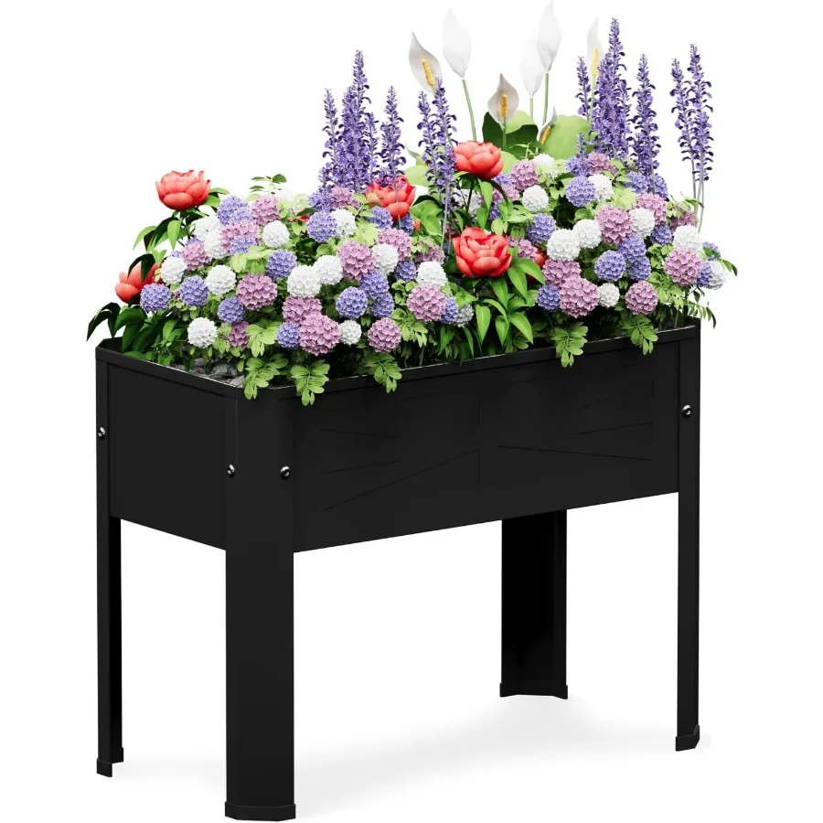

Raised Garden Bed with Detachable Tall Legs Elevated Metal Planter Box for Growing Fresh Herbs Vegetables Flowers Succulentsand