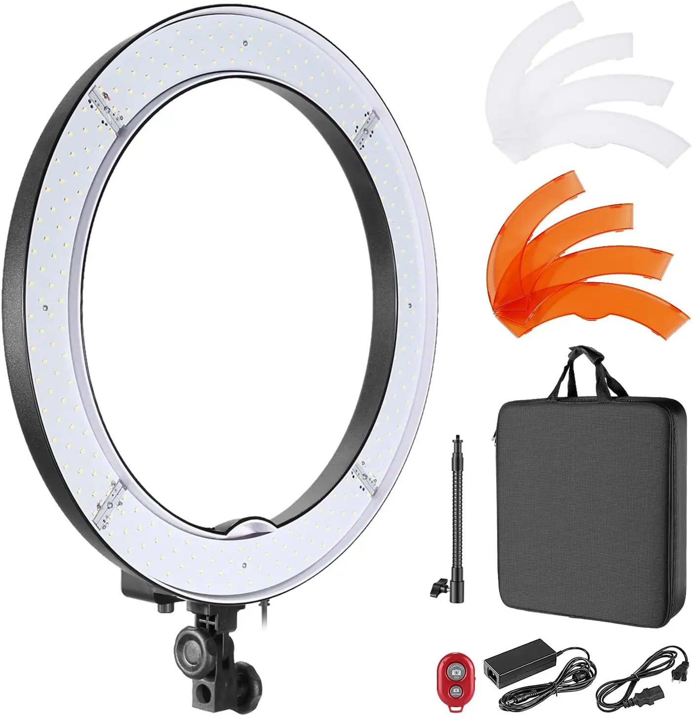 Neewer 18-Inch Ring Light, 55W Dimmable 5500K Light with 240 LEDs Color Filter, Soft Tube and Carrying Bag for YouTube, TTk, Selfies and Photography, Compatible with Camera and Smartphones
