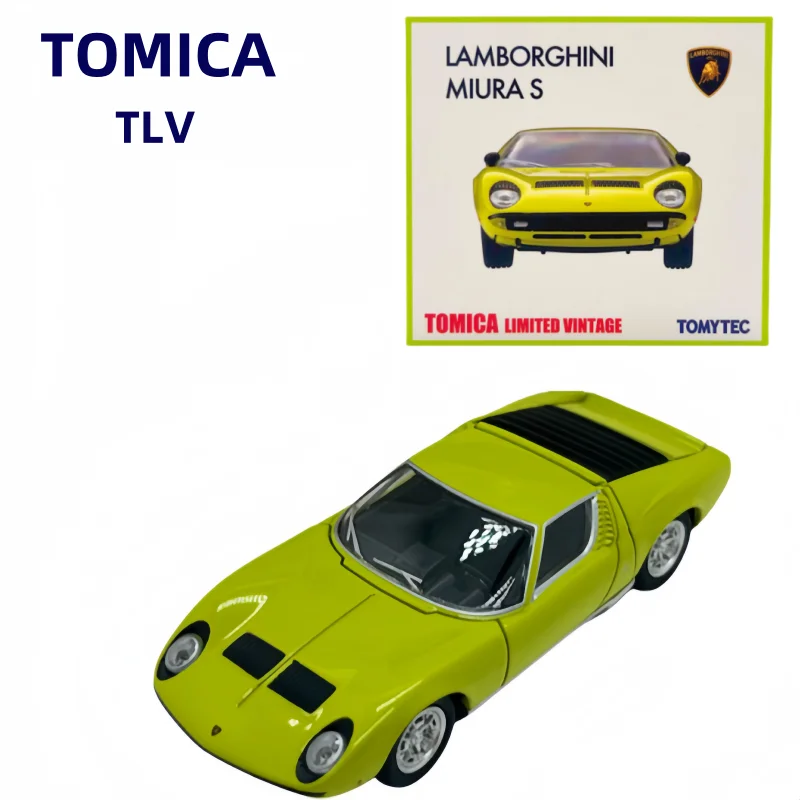 TAKARA TOMY TLV Lamborghini MIURA S Murat Yellow and green alloy die-cast models, adult ornaments,boys toys,children's gifts