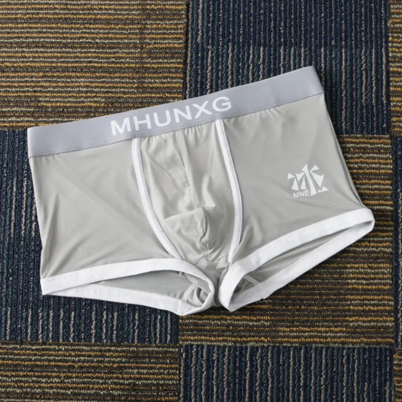 Ice Silk Men's Briefs - Flat-crotch Summer Lightweight Breathable Trendy Personalized Briefs with Square Cuffs