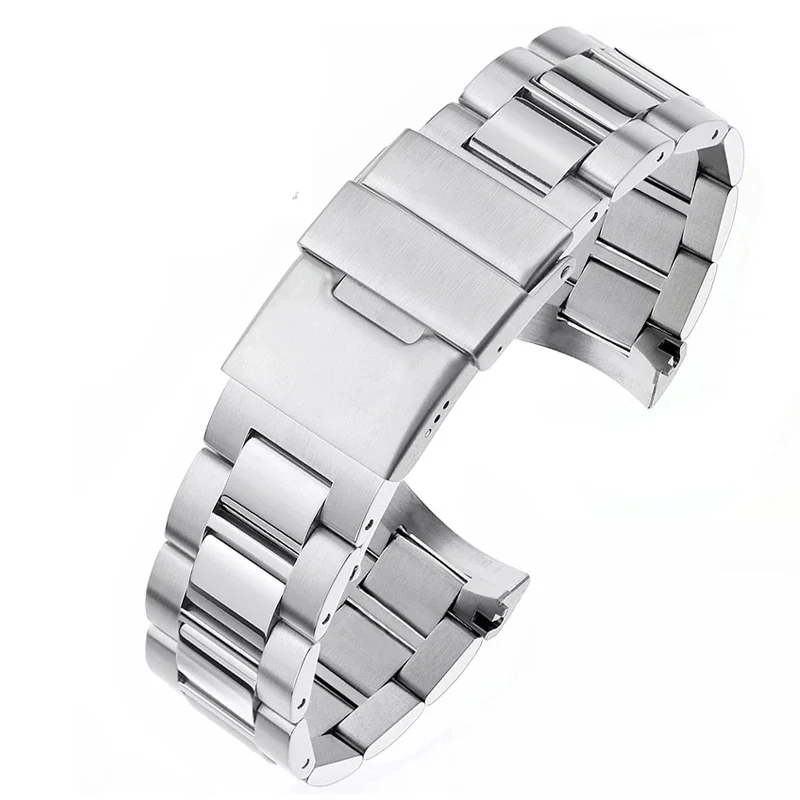 21mm Solid fine steel arc mouth watch band For Longines kangkas steel strap L3.642.4 L3.781.4 series men's wristband bracelet