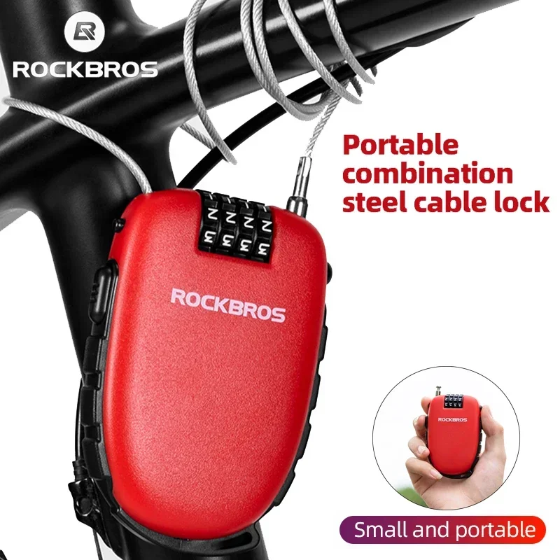 ROCKBROS Portable Password Bike Lock Motorcycle Helmet Wire Lock Bicycle Anti-theft Cable BMX Scooter Safety Padlock Accessories