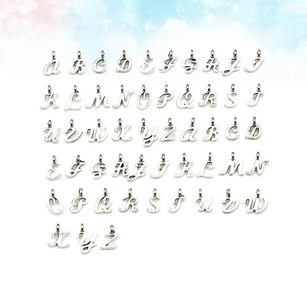 

Letter Charms Pendants 52Pcs A-Z Silver Plated Jewelry Making Accessories Crafts Bracelet Necklace Decoration Supplies
