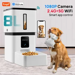 Tuya Smart Cat Food Dispenser Dog Feeder with Camera 5G WiFi 8L Motion Detection1080P HD Video 2-Way Audio Timed Pet Feeder