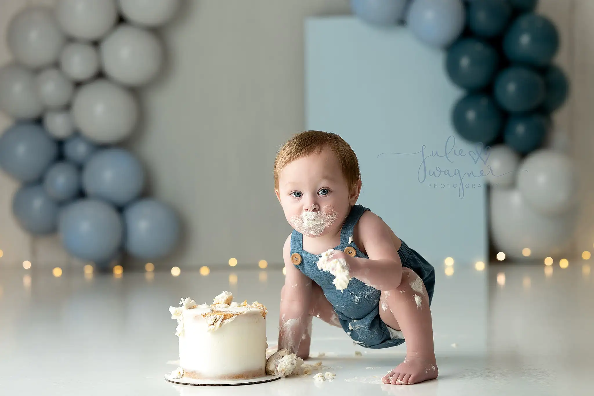 Baby Blue Birthday Backdrops Kids Newborn Birthday Cake Smash Photography Child Baby Photocall Decors Arch Door Backgrounds