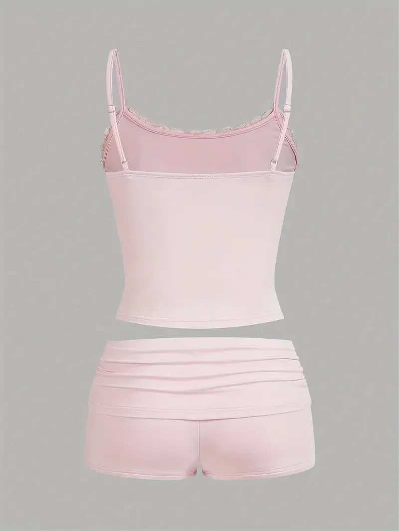 Conjunto de top sem mangas e shorts de elásticos feminino,Mini tops esportivos Y2K e mini shorts de sexy de cintura alta