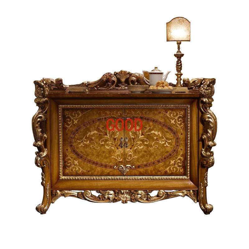 

French Style Solid Wood Sideboard Tea Cabinet Equipment Sideboard European Restaurant Side Cabinet Carved Entrance Cabinet