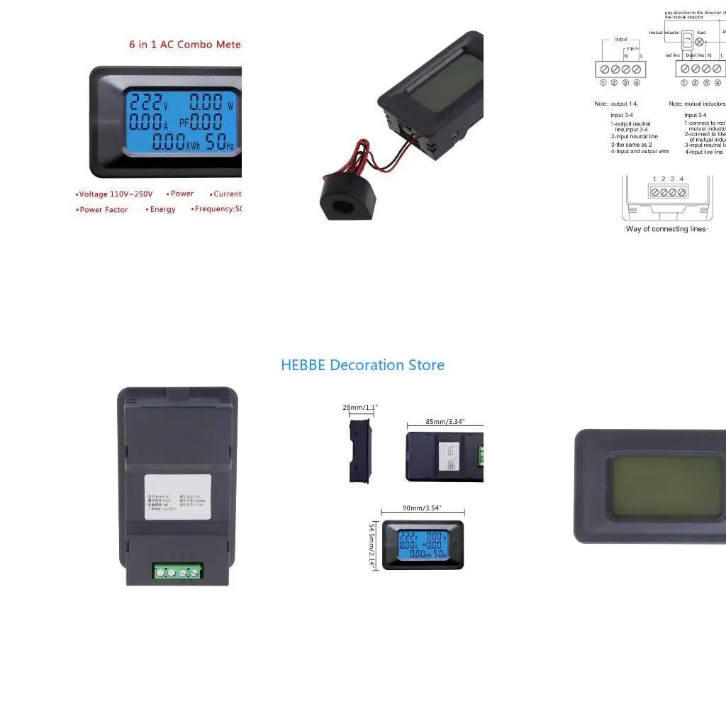 B0KC Exquisite Workmanship 20/100A  Digital Kilowatt-hour Meter Voltmeter Ammeter