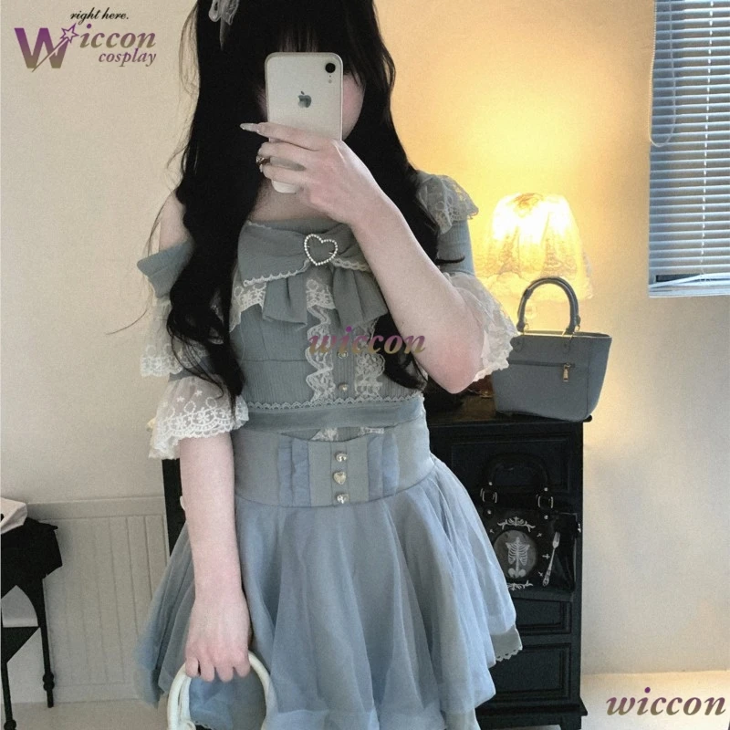 Anime Women Casual Daily Wear Sheer Lace Off Shoulder Blouse Top - Lolita Jirai Kei Style Halloween Christmas Costume view 6