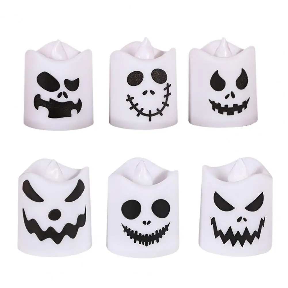 Spooky Candle Decorations Eye-catching Halloween Lights Set Spooky with These 6pcs Halloween Ghost Pumpkin Led Candle for Home