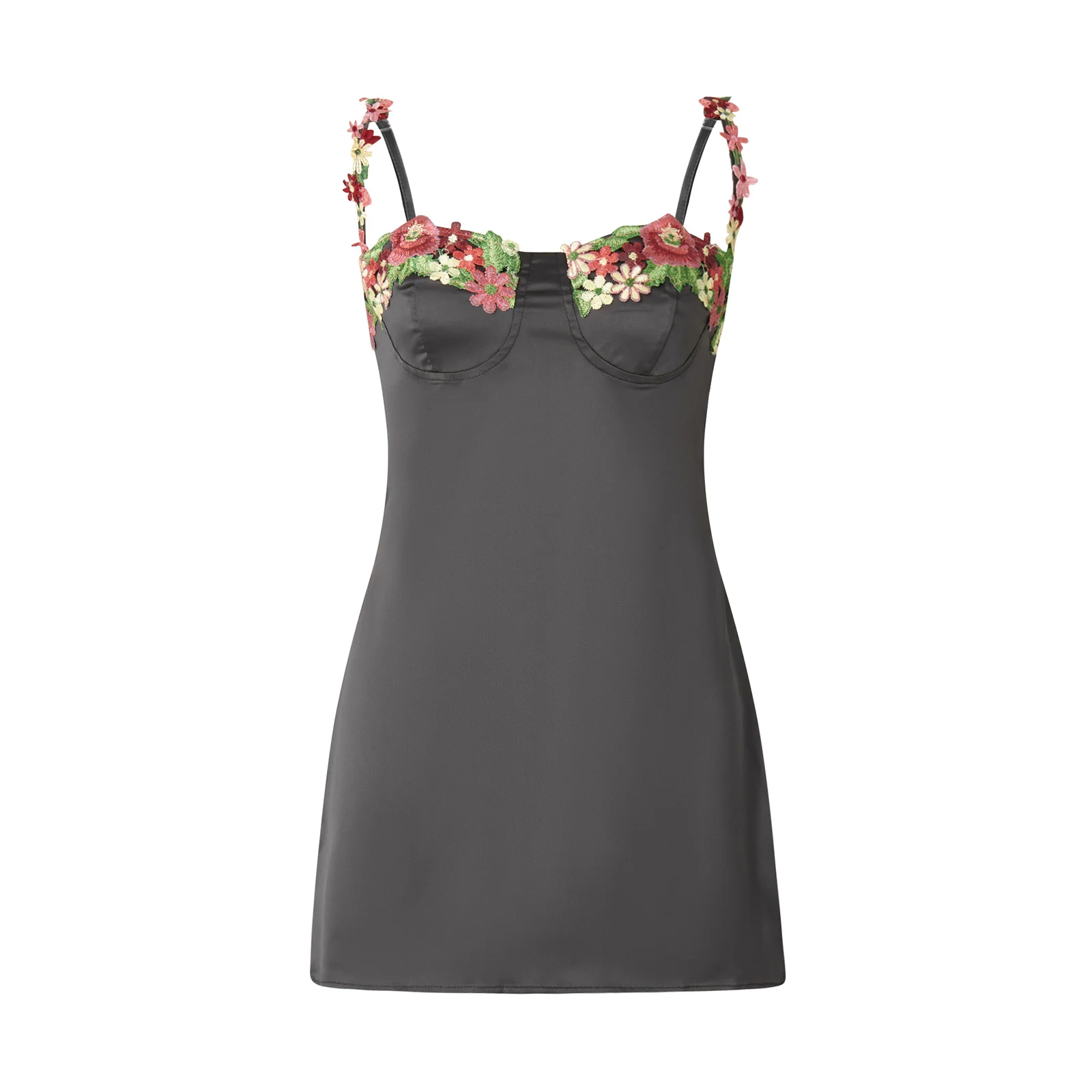 

Women Sexy Bodycon Mini Dress Casual Spaghetti Strap Sleeveless Backless 3D Flower Summer Cami Short Dress