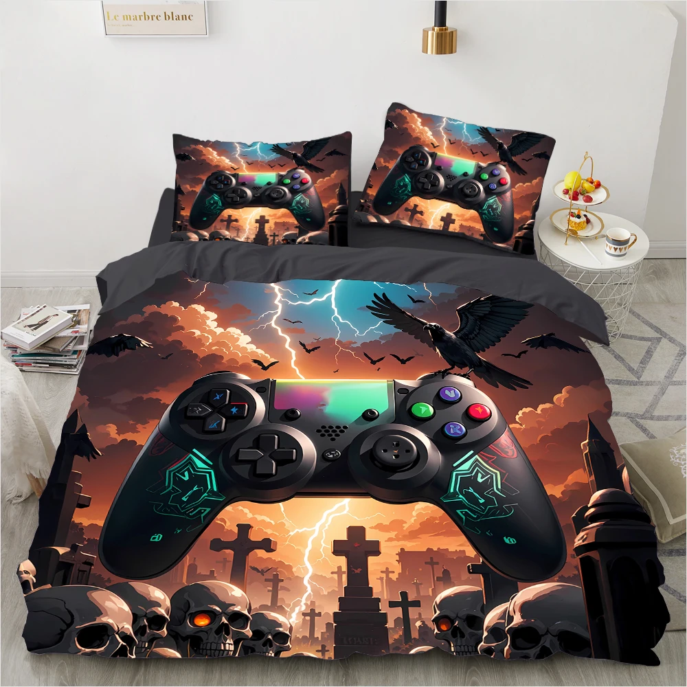 Boys Bedding Set 3PCS 3D Game Controller Duvet Cover Twin/Full Size Soft Polyester Bed Linen 220x240cm Kids Room Decor Gift Idea