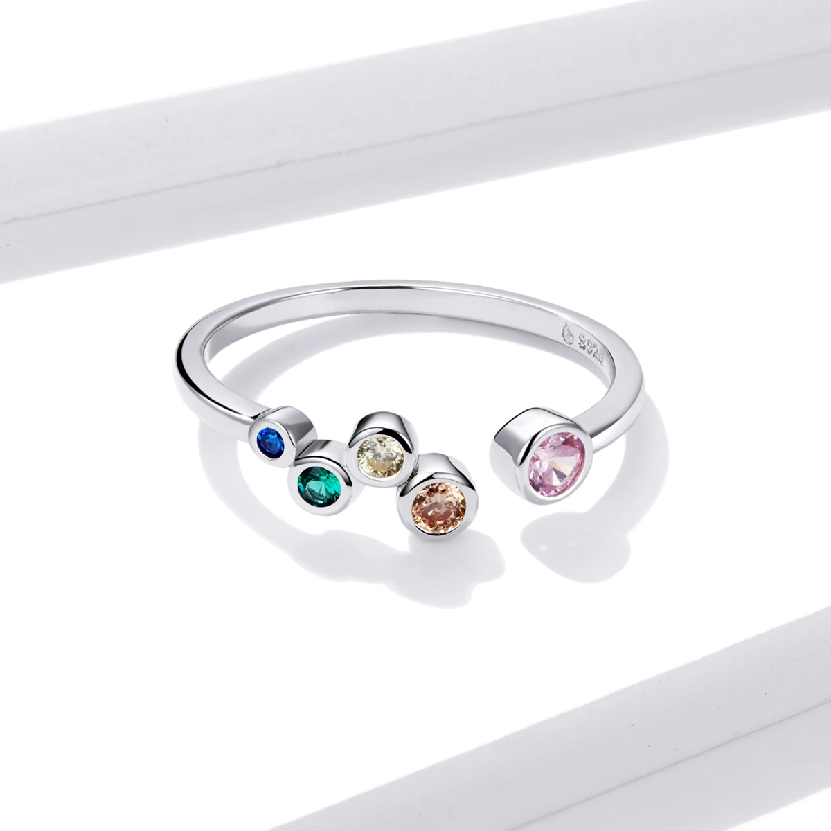 

Silver Colorful Bubble Adjustable Ring for Women's Jewelry Multicolor S925 Sterling Silver Open Ring