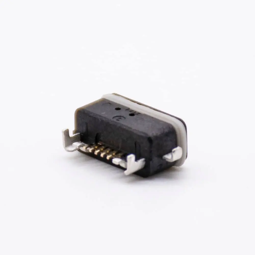 USB Micro B IP66 Waterproof Female Socket 5-Pin SMD Mount with Sealing Ring Dustproof Connector