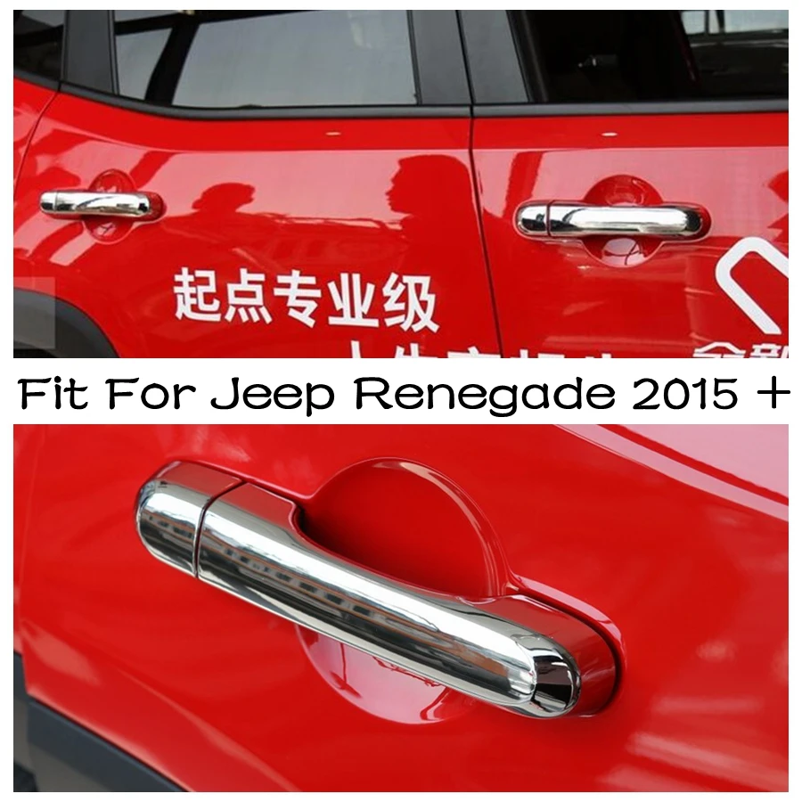 

Chromium Side Door Handle Cover Trim 8PCs Fit For Jeep Renegade 2015 - 2020 Exterior Refit Kit Modification Accessories