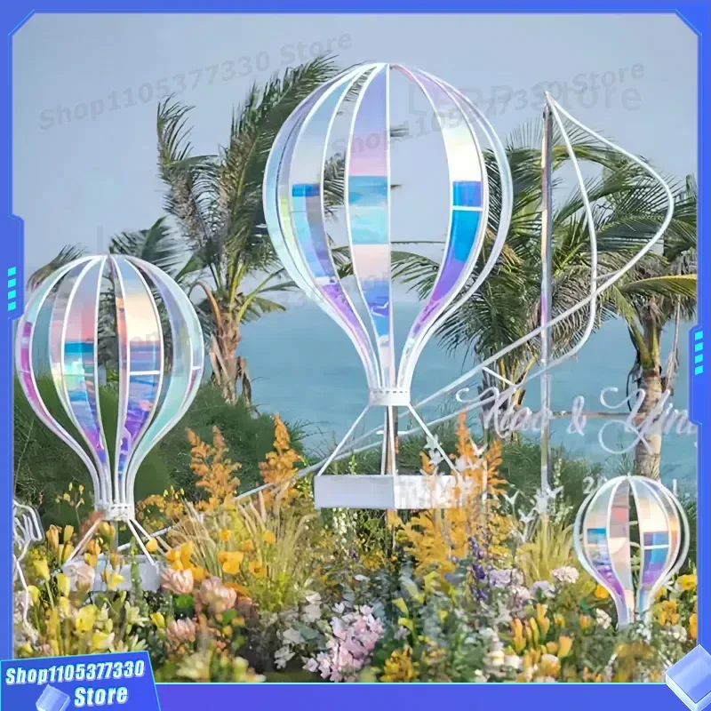 Large Wrought Iron Hot Air Balloon Ornament for Outdoor Wedding Props Garden Decoration Shopping Mall Window Display Stand