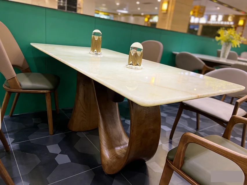 

//Nordic Retro Rectangular Solid Wood Dining Room Table 6 Seater Walnut Restaurant Dining Table And Chairs Set Kitchen Furniture