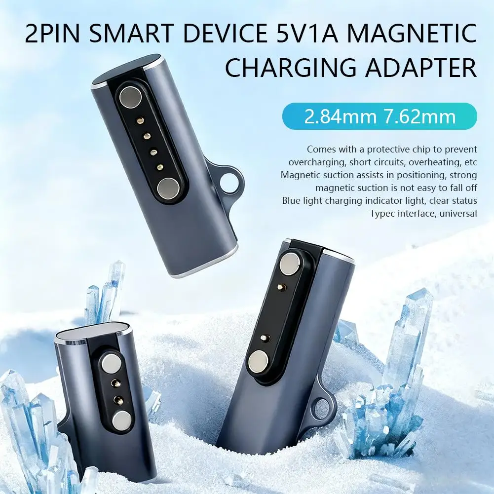 Efficient Spacing Conversion Adapter USB C to 2-Pin 2.84mm 7.62mm For Smartwatch 601E Aluminum Design with LED Light