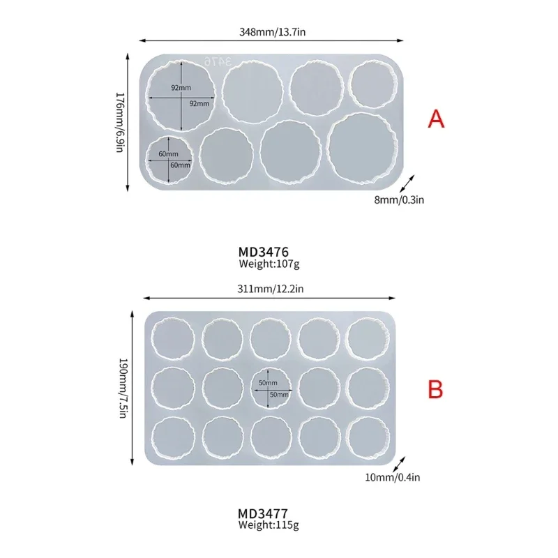 Coaster Resin Molds Irregular Round Silicone Coaster Mold Epoxy Resin Molds for DIY Making Cups Pad Home Decorations