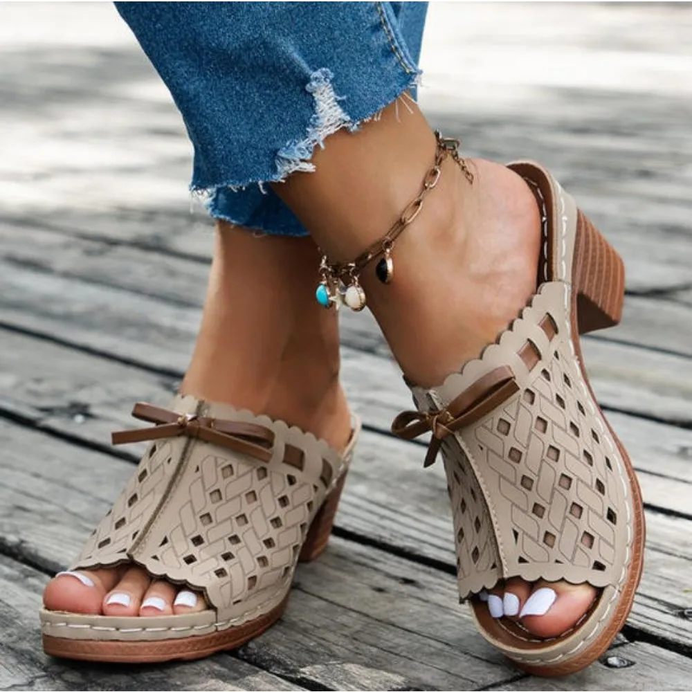 

Summer Women Sandals Open-Toe Thick Platform Sandals Flip Flops Outdoor Chunky Heel Fashion Minimalist High Heels Shoes Slippers