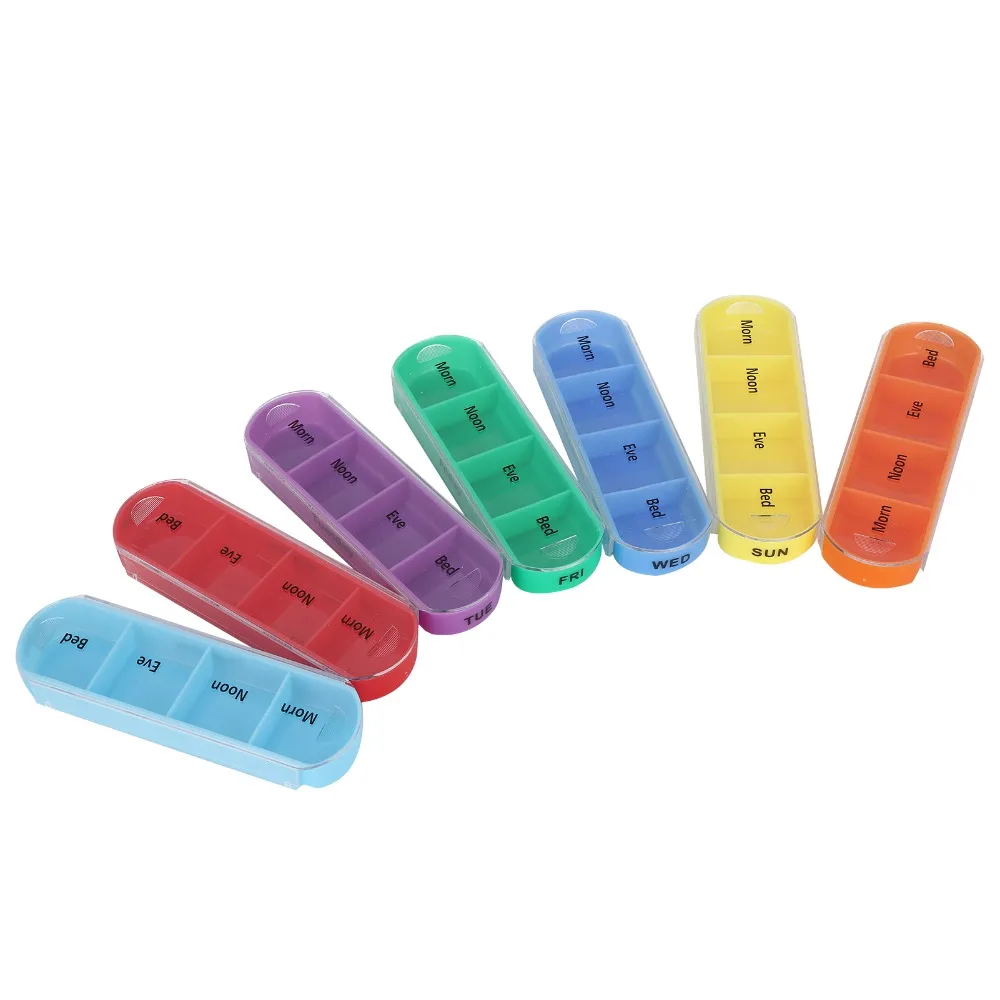 28 Grid Pill Organizer 7 Day Schedule 4 Times A Day Pill Dispenser With Storage Bag Weekly Layout Medicines Storage Box Travel
