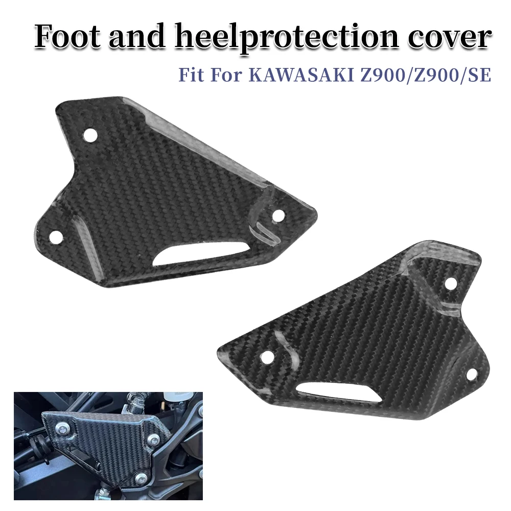 

True carbon fiber Motorcycle Footrest Heel Guard Cover fit For KAWASAKI Z900 Z900SE 2017-2023 Foot Rest Peg Protector