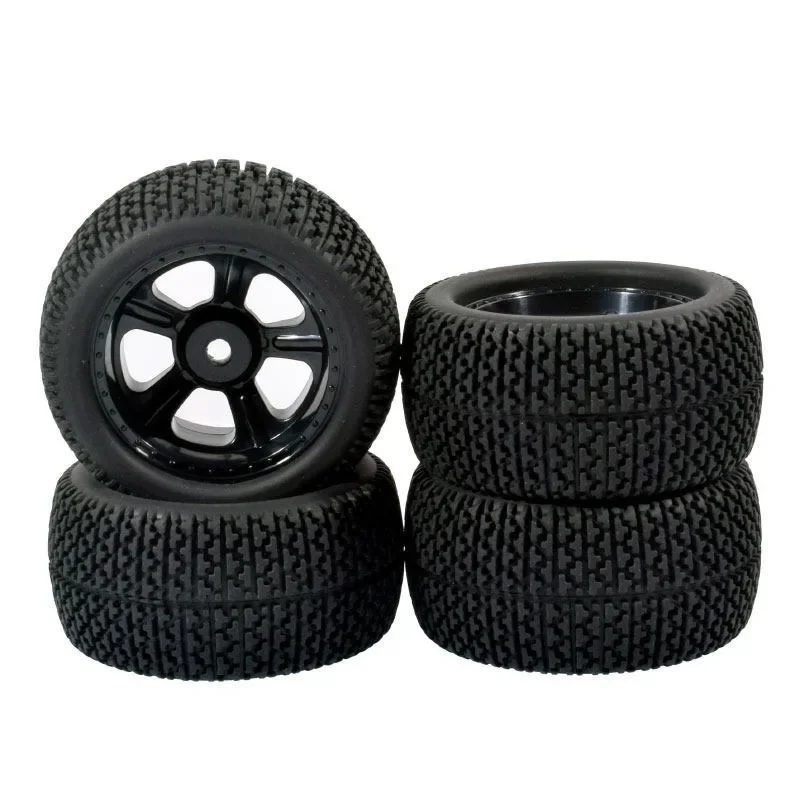 4PCS 80MM Rally Rubber Tires Wheel Rim Set Compatible with 1/10 1/12 1/14 1/16 Off-Road RC Car HSP 94177 HPI WR8 Flux Rally
