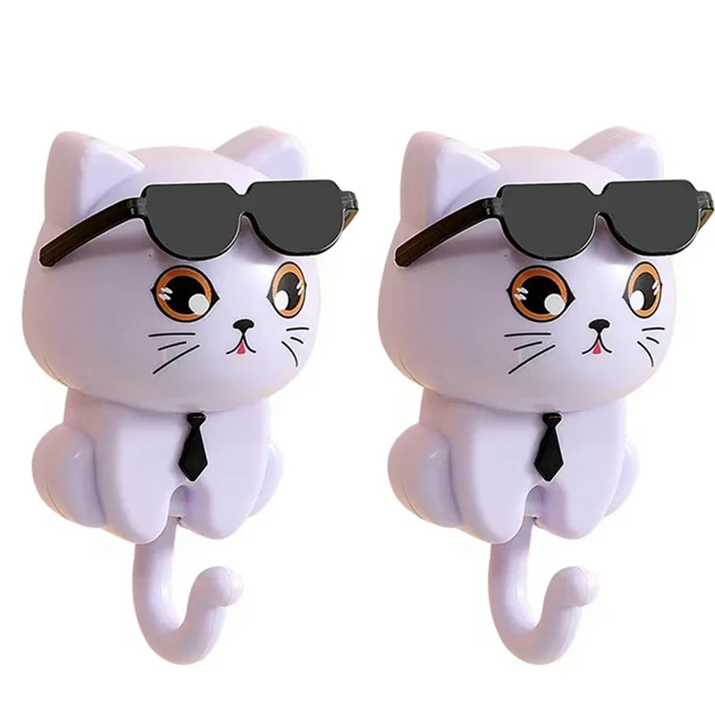 

Cute Cat Key Hook, Cat Keychain, Kitten Coat Hook, Cute Sunglasses Cat Sticky Coat Hook, Coat Wall Hook-New