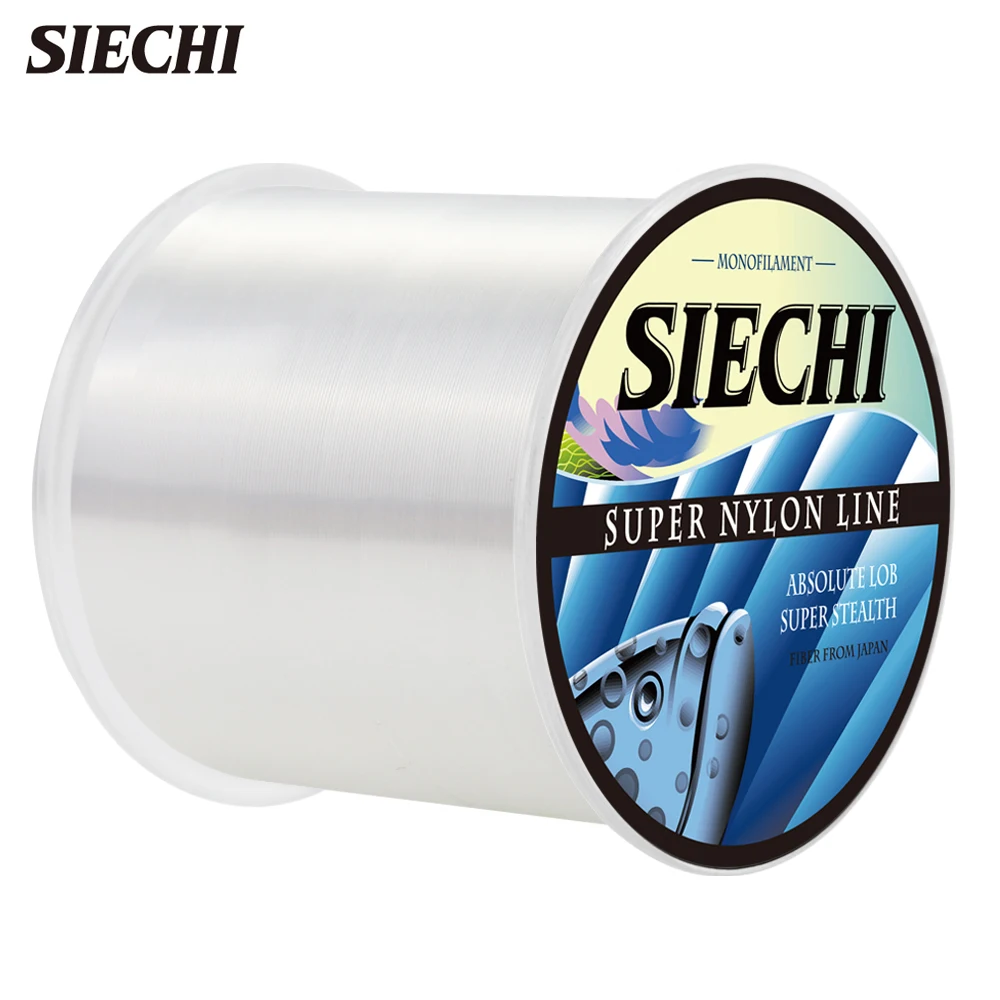 SIECHI 500m Nylon Fishing Line Fluorocarbon Coated Monofilament Resistant Low Memory 0.16–0.50mm Line For Freshwater Saltwater