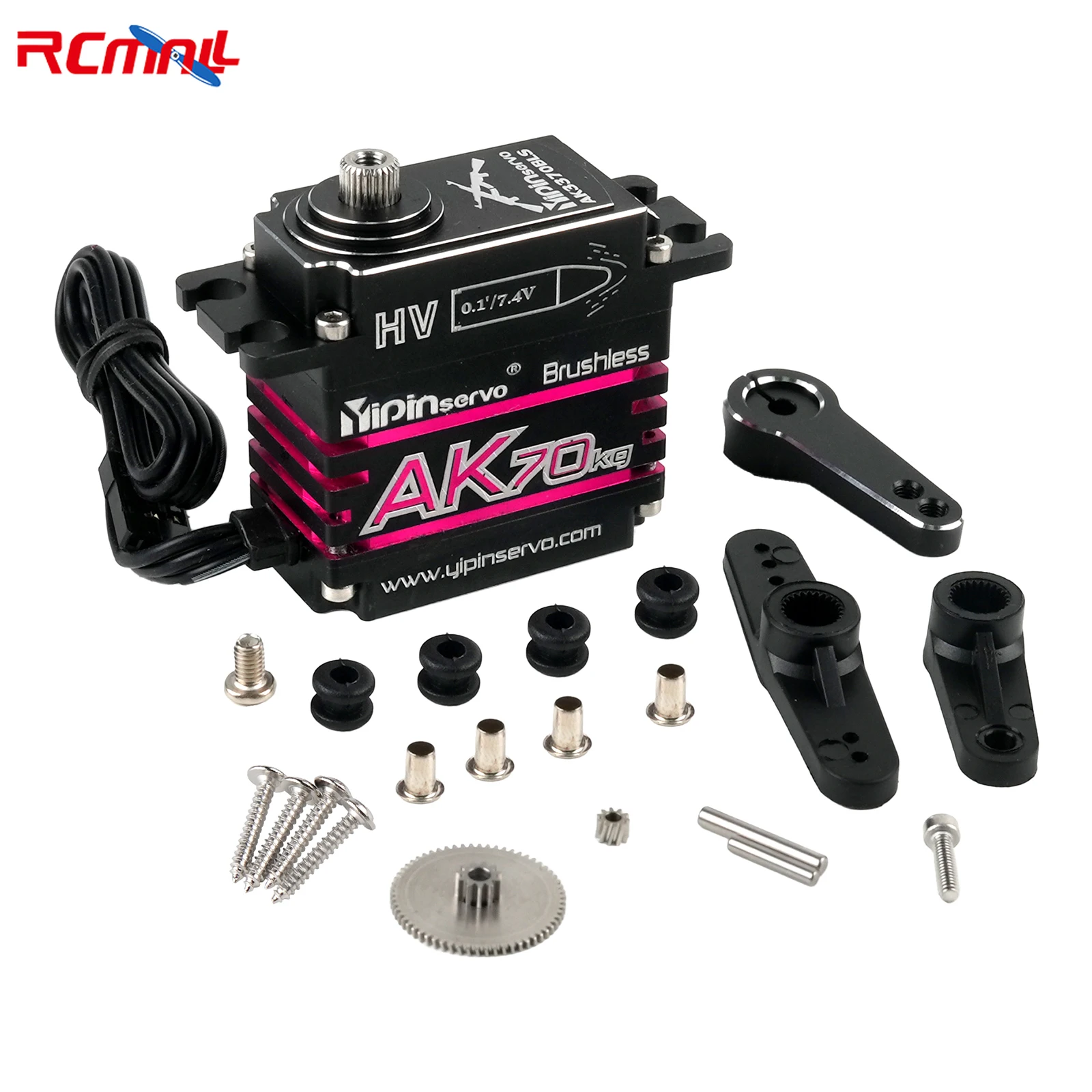 AK70 High Torque Magnetic Coding Servo 7,4 V 70 kg Bürstenloser Motor IP67 180 Grad Vollmetall-Digitalservo für Auto-Flugzeugroboter