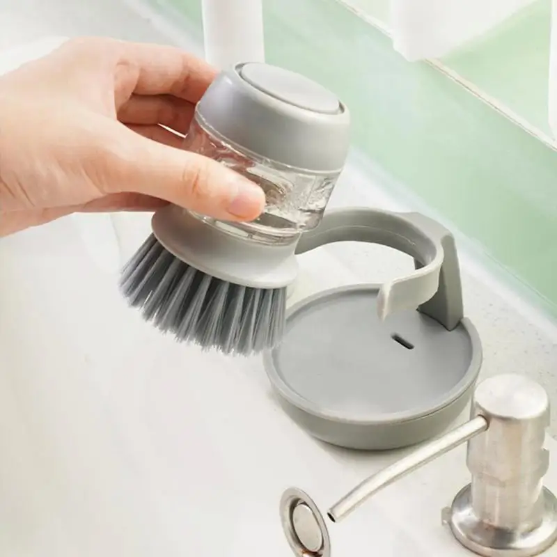 Dish Brush With Soap Dispenser Household Soap Dispenser Dishwashing Brush Kitchen Dishwashing Brush With Holder Home Accessories